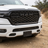2026 RAM 1500 HEMI grille and hood with 40in SLIM light bar installed, bolt-on, no drilling