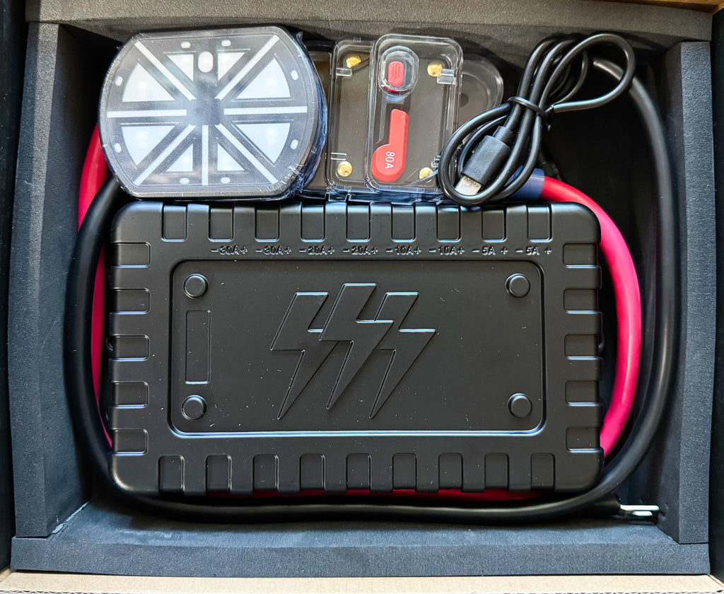 inside the box of wireless wiring harness by m&r automotive, wireless remote, fuse box, relays