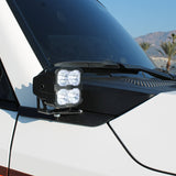 Land Cruiser ditch lights PRO on the front of a 2024+ Toyota Land Cruiser, dual-color white LED with amber DRL backglow