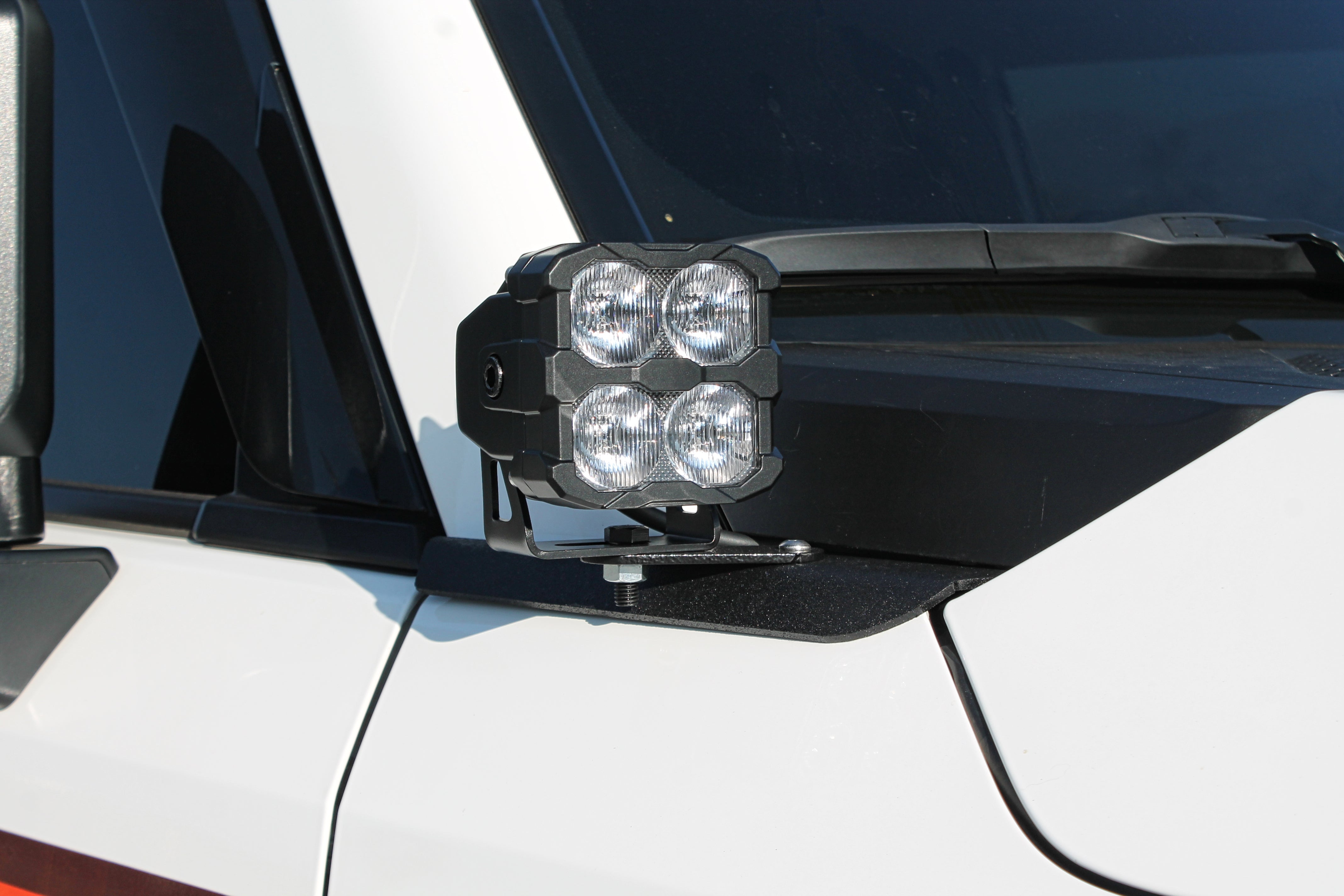 Land Cruiser ditch lights PRO for 2024+ on 2024-2026 Toyota Land Cruiser with dual color white LED and amber DRL backglow