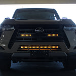 Lexus GX550 light bar behind grille—dual white/amber LED light bars on 2024+ GX550 Premium/Luxury/Overtrail models, 11in bars, installs behind lower grille on each side