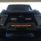 Lexus GX550 light bar behind grille—dual white/amber LED light bars on 2024+ GX550 Premium/Luxury/Overtrail models, 11in bars, installs behind lower grille on each side