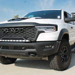 RAM REBEL lightbar on 2025 RAM 1500 Rebel — curved LED light bar, slim built-in look, bolt-on installation