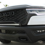 RAM RHO Lightbar 40in Slim on RAM 1500 RHO front bumper - curved light bar, black powder-coated bracket, no grille cutting, slim built-in look