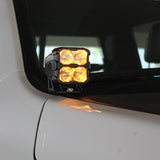 RAM RHO Ditch Lights - PRO 2025+ RAM RHO Ditch Lights on white truck with dual white and amber DRL glow
