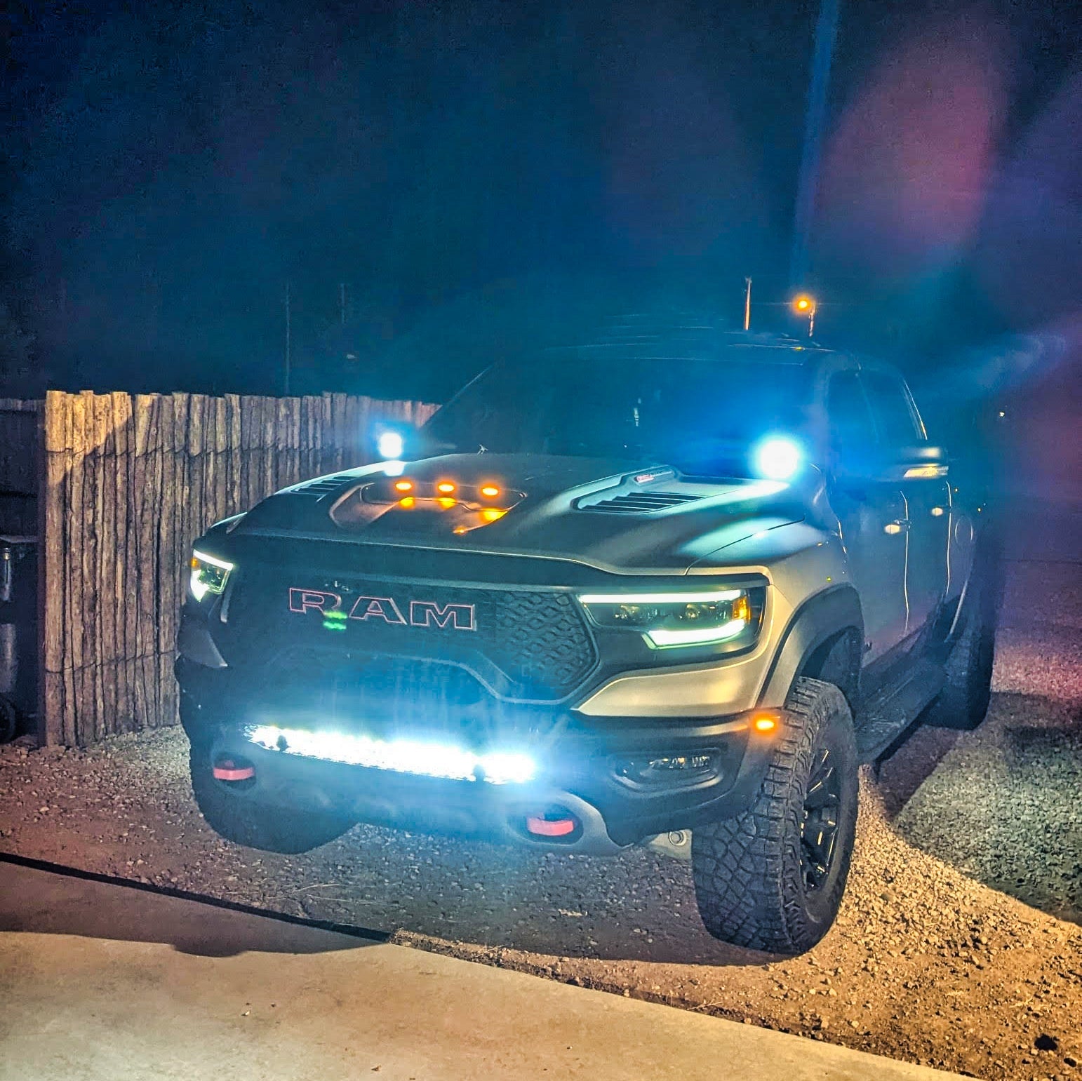 RAM TRX ditch lights on RAM 1500/TRX (2019-2024) with dual color white LED and amber DRL backglow