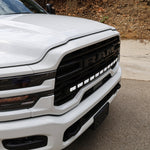 2025+ RAM 2500 light bar PRO 40in curved LED grille mount on white RAM 2500 truck front view for 2025 2026 models