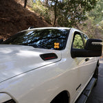 2025+ RAM 2500 & 3500 Ditch Lights PRO dual color amber DRL installed on white RAM truck hood