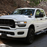 2025+ RAM 2500 & 3500 Ditch Lights PRO dual color amber DRL on white RAM HD truck parked on forest road