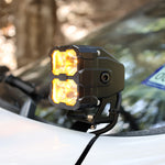 2025+ RAM 2500 & 3500 Ditch Lights PRO dual color amber DRL mounted on driver side cowl for off-road visibility