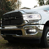 RAM 2500 Fog Light Kit installed on 2025 RAM 2500 truck front bumper with bright LED fog lights illuminated