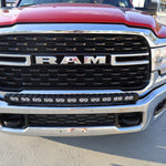 RAM 2500 3500 HD 40in Light Bar PRO curved LED installed on 2019-2024 RAM HD front bumper and grille