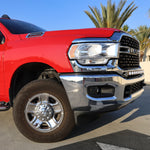 RAM 2500 3500 HD 40in Light Bar PRO curved LED installed on red 2019-2024 RAM HD front bumper and grille