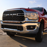 RAM 2500 3500 HD 40in Light Bar curved LED PRO mounted in factory bumper opening on 2019-2024 RAM truck front view