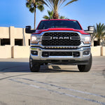 RAM 2500 3500 HD 40in Light Bar PRO installed on red RAM HD truck front view in sunny parking lot