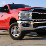 Red RAM truck front view showcasing RAM 2500 3500 HD 40in Light Bar curved LED PRO mounted in front bumper