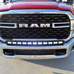 RAM 2500 3500 HD 40in Light Bar PRO curved LED mounted in front bumper on 2019-2024 RAM truck grille