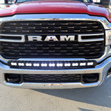 RAM 2500 3500 HD 40in Light Bar PRO curved LED mounted in front bumper on 2019-2024 RAM truck grille