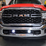 RAM 2500 lightbar Bumper Light kit installed with lower grille LED light pods on 2019-2024 RAM 2500 front bumper