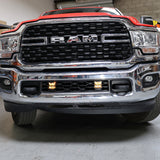 RAM 2500 lightbar Bumper Light kit installed in lower grille with dual LED light pods on 2019-2024 RAM 2500 front bumper