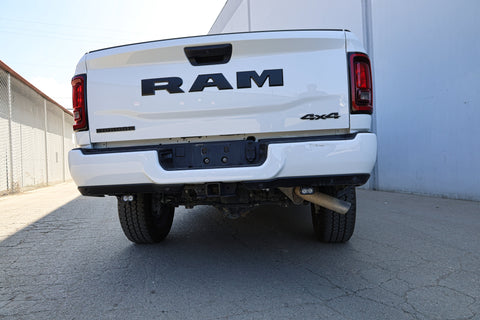 RAM 2500 Reverse Light Kit installed on white RAM 2500 rear bumper, showcasing bright reverse pod lights for 2025+ trucks