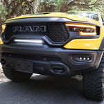 RAM TRX Light bar 23in slim curved light bar in grille opening on 2021-2024 RAM 1500 TRX front view