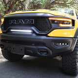 RAM TRX Light bar 23in slim curved light bar in grille opening on 2021-2024 RAM 1500 TRX front view