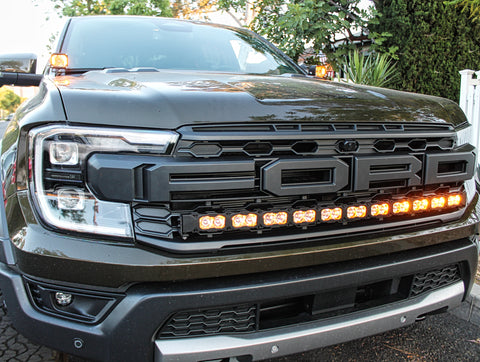 2024 ford ranger raptor amber LED Light bar in front grille and ditch lights