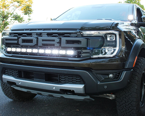 2024 ford ranger raptor white LED Light bar in front grille and ditch lights