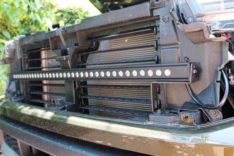 grille off 2024 ford ranger raptor with 40in led light bar behind