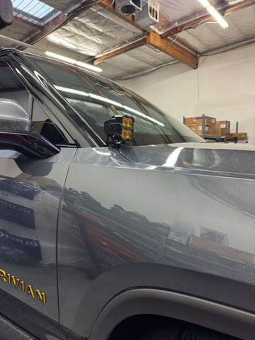 up close view of ditch light on the rivian by mandr automotive