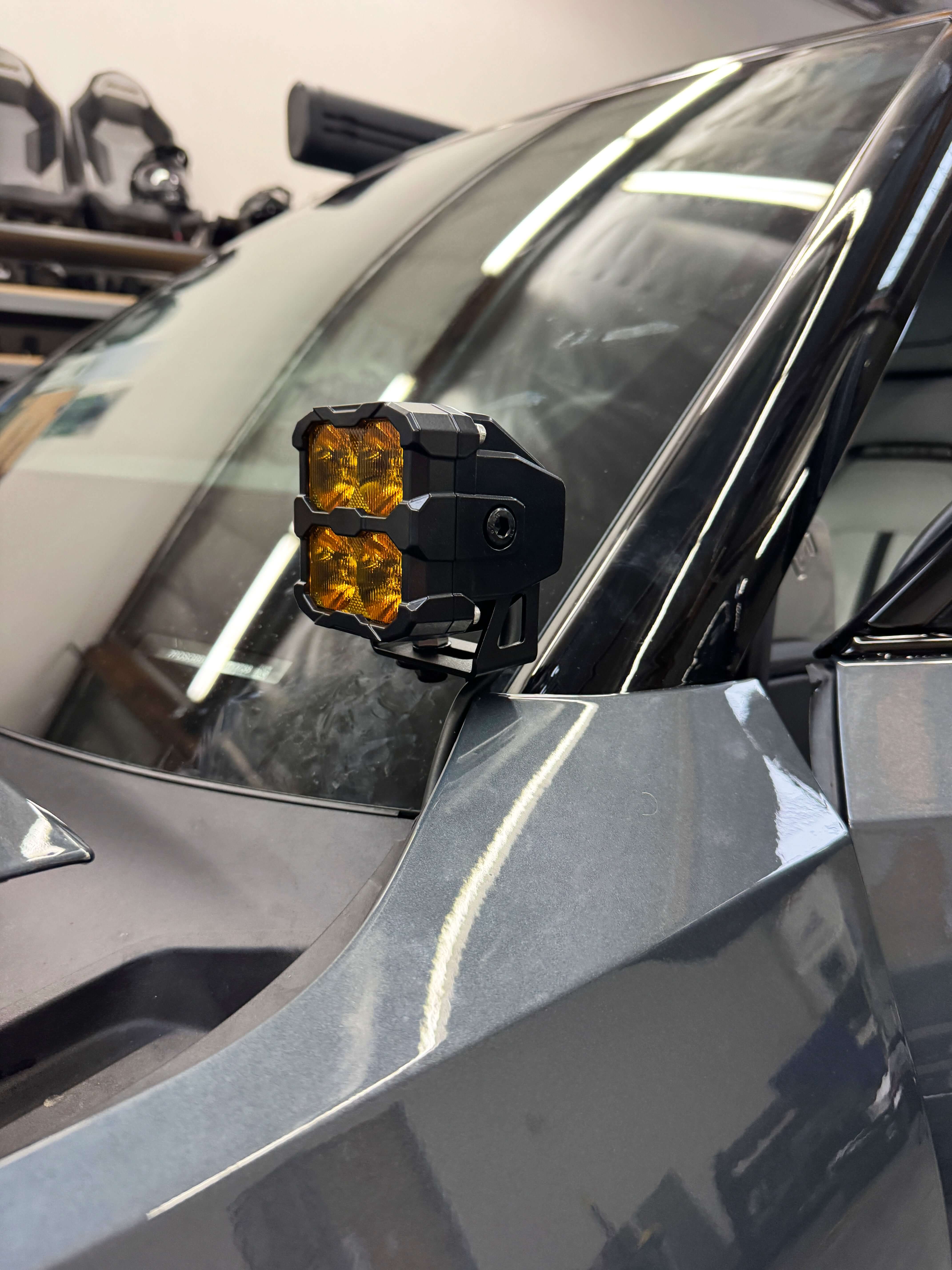 up close view of ditch light on the rivian by mandr automotive