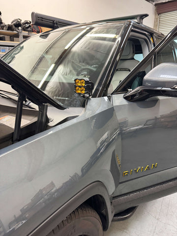 up close view of ditch light on the rivian by mandr automotive