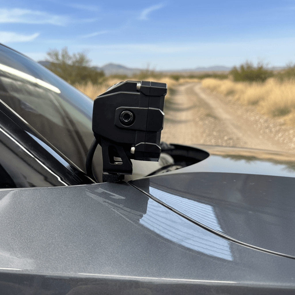 up close view of ditch light on the rivian by mandr automotive
