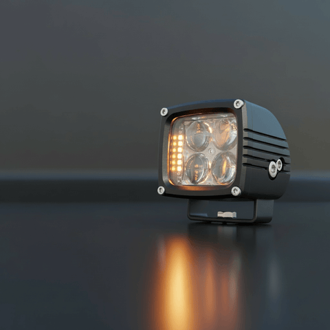 RAM rebel ditch lights dual color LED cube pod with white beam and amber DRL backglow for 2019+ RAM 1500 Rebel