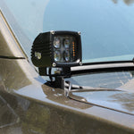 2024 Ford Ranger Raptor hood mount LED lights with amber DRL backglow for enhanced aesthetics and visibility.