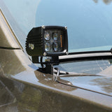 2024 Ford Ranger Raptor hood mount LED lights with amber DRL backglow for enhanced aesthetics and visibility.