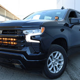 Silverado 1500 ditch lights installed on 2022 Chevy Silverado 1500 with dual color amber DRL front lighting