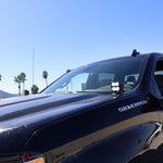 Silverado 1500 ditch lights PRO dual color ditch light pods mounted on 2022+ Chevrolet Silverado 1500 black truck