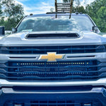 2020 2021 2022 2023 gray Chevrolet Silverado 2500/3500HD two 40in light bars behind grille - M&R Automotive
