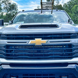 2020 2021 2022 2023 gray Chevrolet Silverado 2500/3500HD two 40in light bars behind grille - M&R Automotive