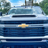 2020 2021 2022 2023 gray Chevrolet Silverado 2500/3500HD one 40in Light Bar behind the grille by M&R Automotive