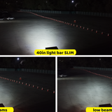2019+ Mercedes Sprinter 40in SLIM light bar beam pattern vs factory high and low beams in an open lot