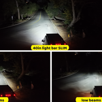 2019+ Mercedes Sprinter 40in SLIM light bar light output vs factory high and low beams on a dark road