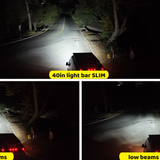 2019+ Mercedes Sprinter 40in SLIM light bar light output vs factory high and low beams on a dark road
