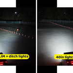 2019+ Mercedes Sprinter 40in SLIM light bar vs light bar plus ditch lights, night light output test in an open lot
