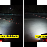 2019+ Mercedes Sprinter 40in SLIM light bar vs light bar plus ditch lights, night light output test in an open lot