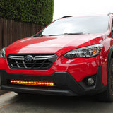 red 2022 subaru crosstrek gen 2 with light bar in lower grille for off roading