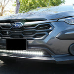 grey subaru crosstrek with white  led light bar off roading
