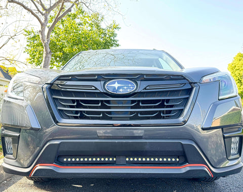 grey subaru forester white led light bar off roading